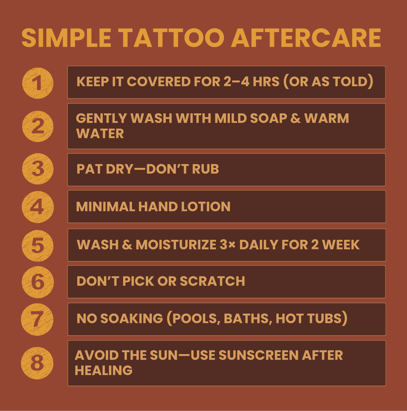 Simple Tattoo Aftercare Instructions. Ragtime Tattoo Shop. South City, St. Louis