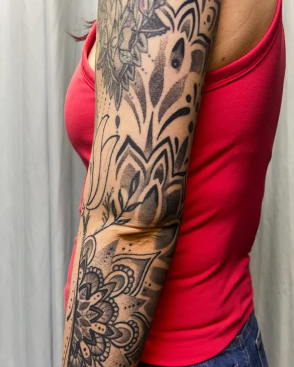 Black and Grey Ornamental Tattoo