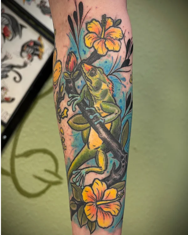 Colorful Frog on a branch tree