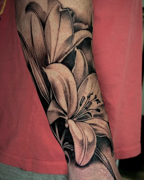 Dark Shading Flower Tattoo