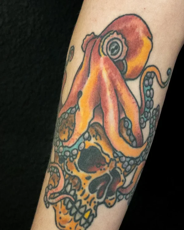 Octopus and Skull Tattoo