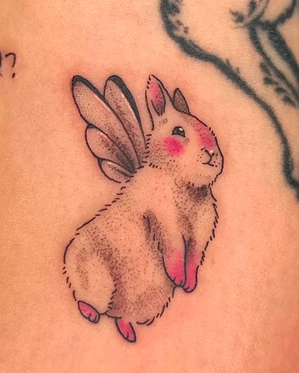 Rabbit with wings tatoo